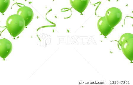 Beautiful green 3D balloons illustration background vector banner template 133647261