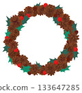 Vector illustration of a pine cone wreath for Christmas 133647285
