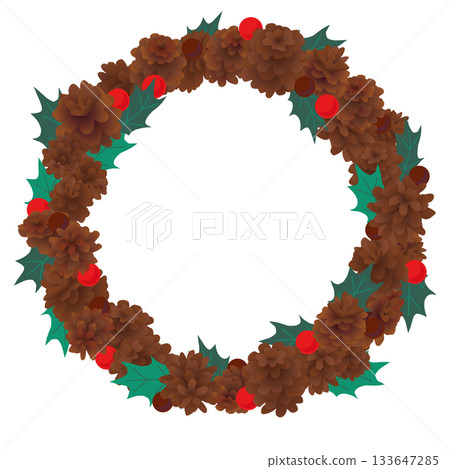 Vector illustration of a pine cone wreath for Christmas Vector illustration of a pine cone wreath for Christmas 133647285