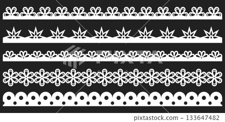 Hand drawn lace scalloped paper punch border Hand drawn lace scalloped paper punch border 133647482