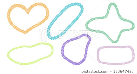 Hand drawn scalloped frames with dashed stitches. Hand drawn scalloped frames with dashed stitches. 133647483