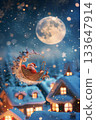 月光下的聖誕老人雪橇－夢幻聖誕雪橇之夜 133647914