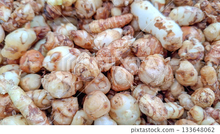 Assortment of Galangal and Kencur Rhizomes Macro Background Assortment of Galangal and Kencur Rhizomes Macro Background 133648062