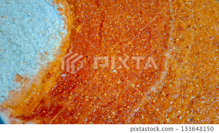 Vibrant Red and White Traditional Indonesian Spice Paste Texture Vibrant Red and White Traditional Indonesian Spice Paste Texture 133648150