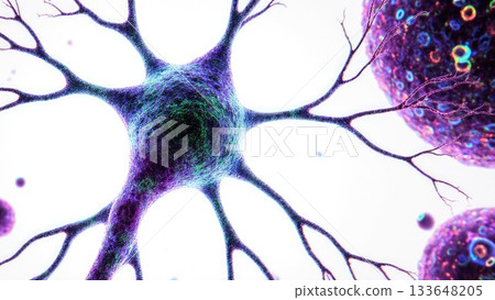 Detailed Neuron Structure with Glial Cells Detailed Neuron Structure with Glial Cells 133648205