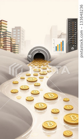 Abstract River of Passive Income from Diverse Sources Abstract River of Passive Income from Diverse Sources 133648236