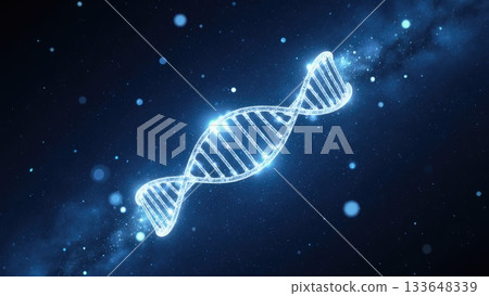 Glowing DNA Strands in Abstract Biotech Background 133648339