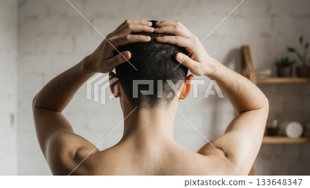 Scalp Massage for Hair Health in Natural Light 133648347