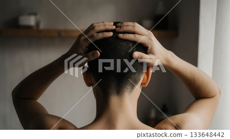 Scalp Massage for Hair Health in Natural Light 133648442
