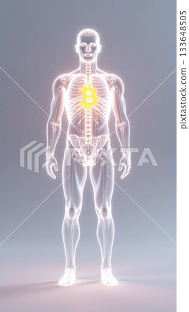 Human Figure with Internal Blockchain and DeFi Glow Human Figure with Internal Blockchain and DeFi Glow 133648505