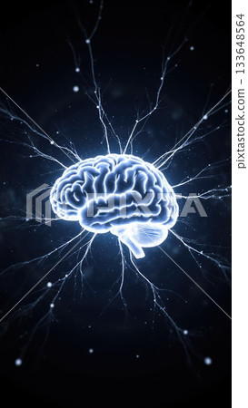 Luminous Brain with Radiating Neural Pathways in Cosmic Space 133648564