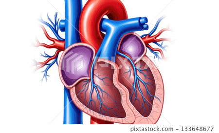 Human Cardiovascular System with Oxygenation Color Coding Human Cardiovascular System with Oxygenation Color Coding 133648677
