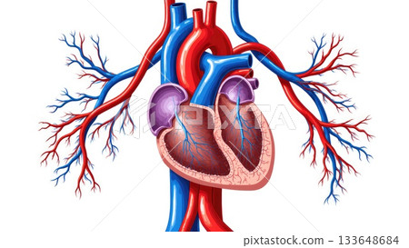 Human Cardiovascular System with Oxygenation Color Coding 133648684