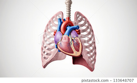 Heart in Thoracic Cavity with Anatomical Context Heart in Thoracic Cavity with Anatomical Context 133648707