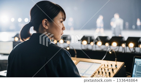 Female lighting staff 133648864