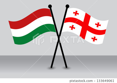 Hungary vs. Georgia Crossed Flags: International Relations and Competition Graphics. 133649061