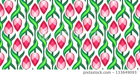 Floral spring diagonal seamless ornament of tulip 133649093