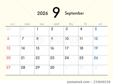 2026 Calendar September 133649158