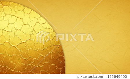 A luxurious abstract background design with a golden semicircular pattern on a yellow background 133649400