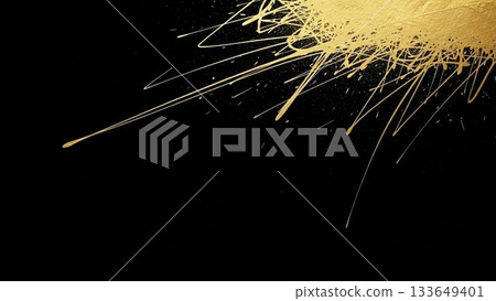A powerful, luxurious design background with gold lines scattered across a black background 133649401