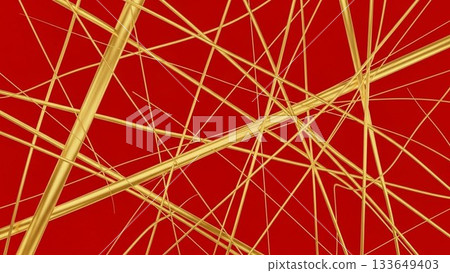紅色背景上的奢華抽象背景，飾以重疊的金色幾何線條。 133649403