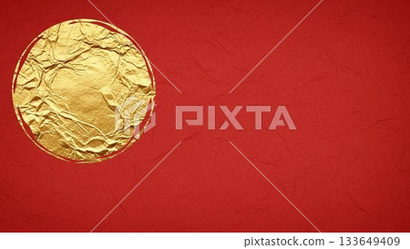 Ornate decorative background design with gold round brushstrokes on a red background Ornate decorative background design with gold round brushstrokes on a red background 133649409