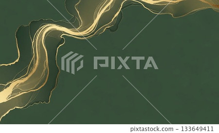 A luxurious design background with gold curved lines on a dark green background A luxurious design background with gold curved lines on a dark green background 133649411