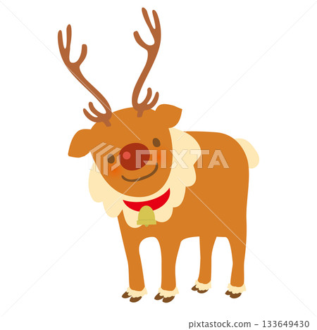 Vector illustration of Rudolph the Christmas reindeer with a shiny nose 133649430