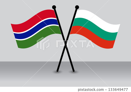 Gambia vs. Bulgaria Crossed Flags: International Relations and Competition Graphics. 133649477