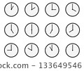 Simple 12-hour analog clock set, black 133649546