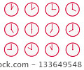 Simple 12-hour analog clock set, red 133649548