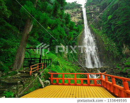 View of Nachi Falls surrounded by deep greenery from the stage of the Otaki Worship Hall View of Nachi Falls surrounded by deep greenery from the stage of the Otaki Worship Hall 133649595