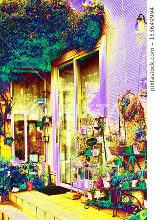 Entrance with flowers and greenery (processed) Entrance with flowers and greenery (processed) 133649994