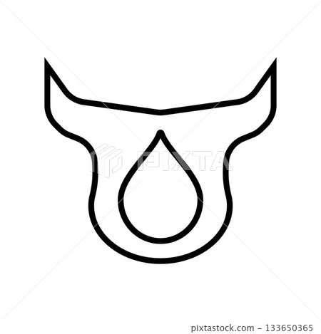 Cow head icon with milk drop. Vector illustration. Isolated on white background. Cow head icon with milk drop. Vector illustration. Isolated on white background. 133650365