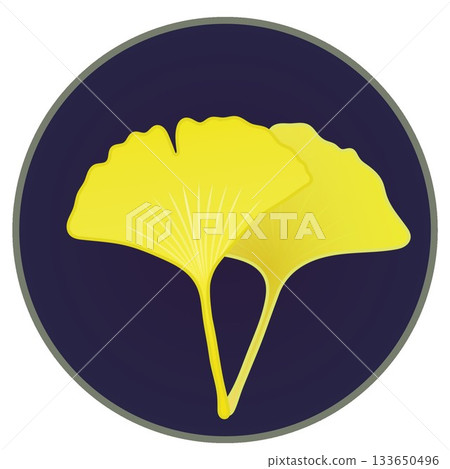 圓形背景的黃色銀杏葉插圖 133650496