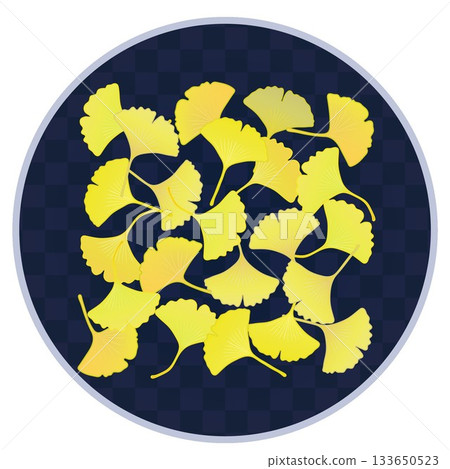 Illustration of a yellow ginkgo leaf with a circular background Illustration of a yellow ginkgo leaf with a circular background 133650523