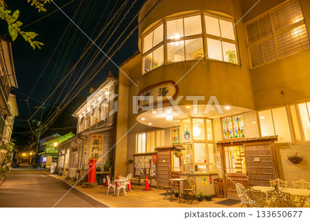 Yunotsu Onsen Main Street night view 133650677