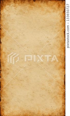 Old vintage paper with worn edges and aged texture for retro design, invitation, greeting card, poster or background template. 133650727