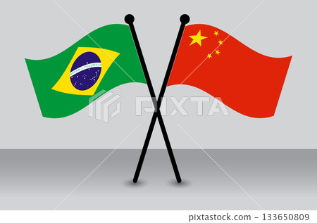 Brazil vs. China Crossed Flags: BRICS and International Trade Relations Graphics. Brazil vs. China Crossed Flags: BRICS and International Trade Relations Graphics. 133650809