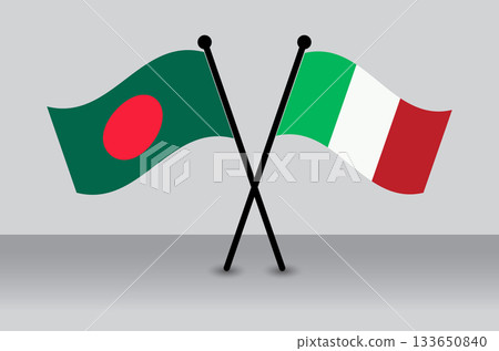 Bangladesh vs. Italy Crossed Flags: International Relations and Competition Graphics. Bangladesh vs. Italy Crossed Flags: International Relations and Competition Graphics. 133650840