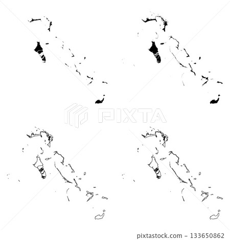 Bahamas Outline and Solid Fill Map Set. 133650862