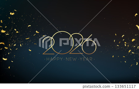 2026 Merry Christmas and Happy New Year Abstract Shiny Gold Glitter Decoration. Festive Background. Vector design element 2026 Merry Christmas and Happy New Year Abstract Shiny Gold Glitter Decoration. Festive Background. Vector design element 133651117