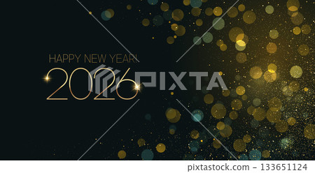 2026 Merry Christmas and Happy New Year Abstract Shiny Gold Glitter Decoration. Festive Background. Vector design element 2026 Merry Christmas and Happy New Year Abstract Shiny Gold Glitter Decoration. Festive Background. Vector design element 133651124