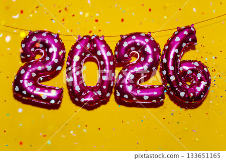 pink balloons show number 2026, as the new year pink balloons show number 2026, as the new year 133651165