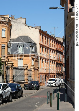 Street view of Toulouse, France. Vertical city photography. 133651235