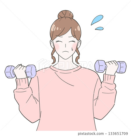 Woman with dumbbells illustration Woman with dumbbells illustration 133651709