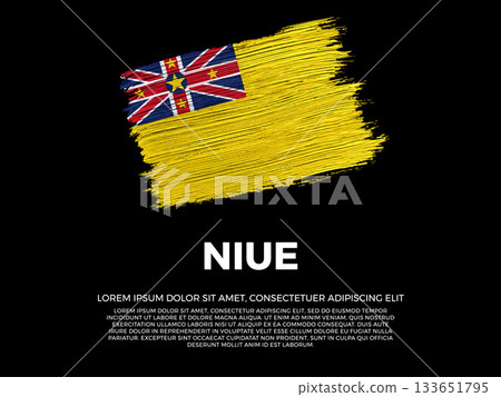 Flag of Niue. Niuean and Polinesian Culture. Vibrant, textured brushstroke effect style. Black background with copy space. Dramatic composition in negative space. Flag of Niue. Niuean and Polinesian Culture. Vibrant, textured brushstroke effect style. Black background with copy space. Dramatic composition in negative space. 133651795