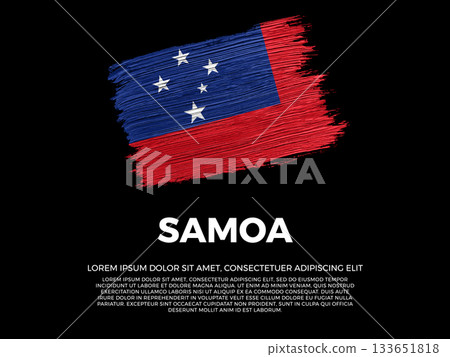 Flag of Samoa. Samoan and Polynesian Culture. Vibrant, textured brushstroke effect style. Black background with copy space. Dramatic composition in negative space. 133651818