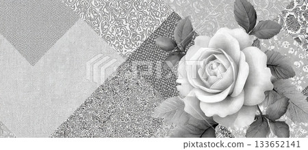 Gray Vintage Decorative Tile Background Featuring Floral Patchwork Design for Unique Style Creation Gray Vintage Decorative Tile Background Featuring Floral Patchwork Design for Unique Style Creation 133652141