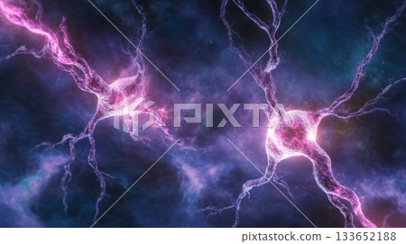 Interconnected Neural Network Visualization Showcasing Brain Activity and Synaptic Connections. Interconnected Neural Network Visualization Showcasing Brain Activity and Synaptic Connections. 133652188